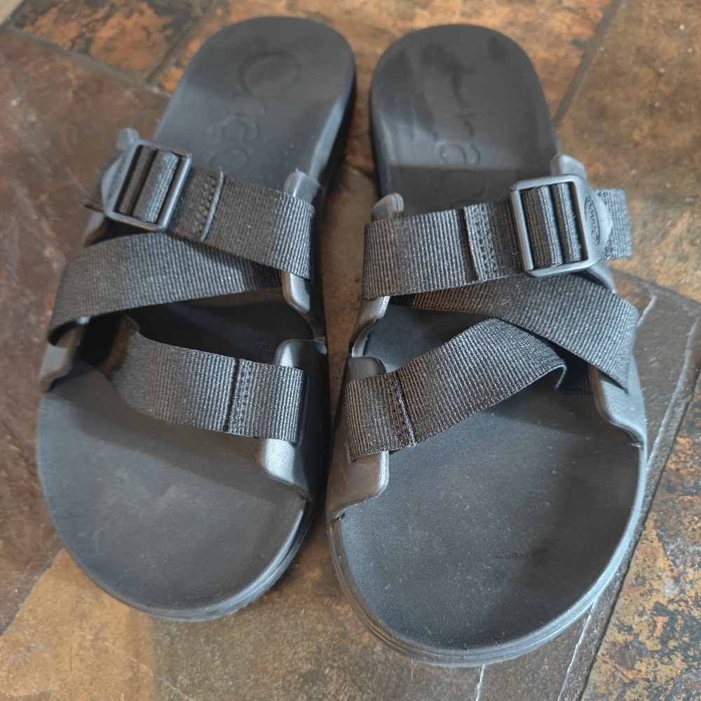 Chaco Mens Black Chillos Slides, Size 12